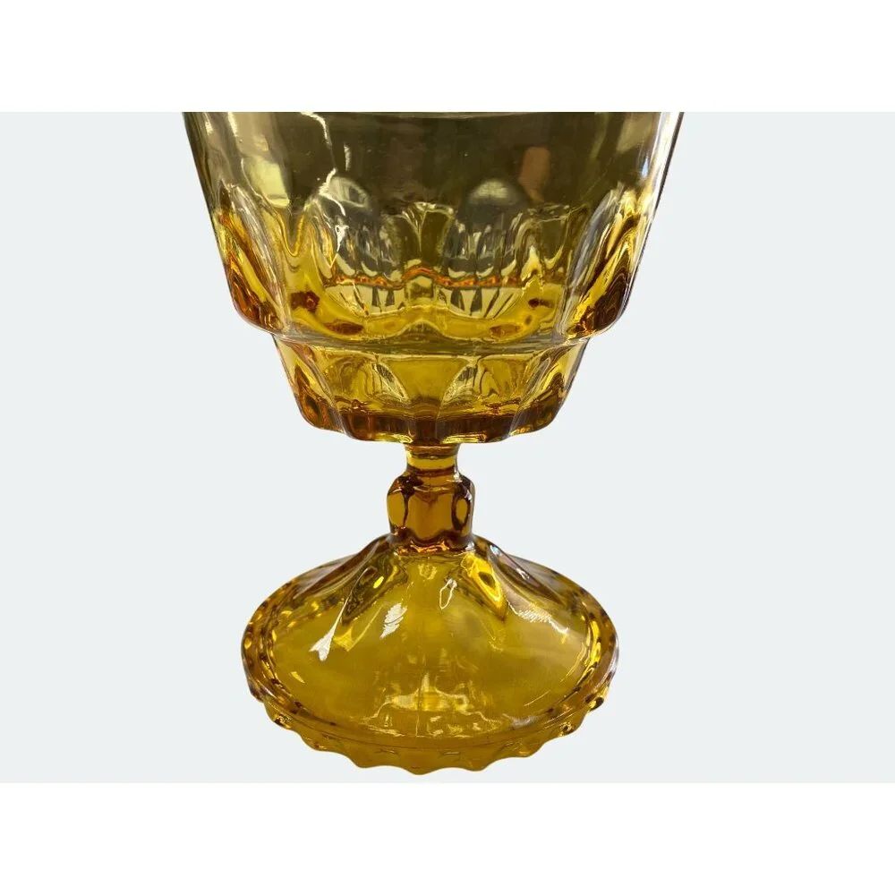 Amber Glass Compote Thumprint Pattern & Pedestal Base - Picture 2 of 4